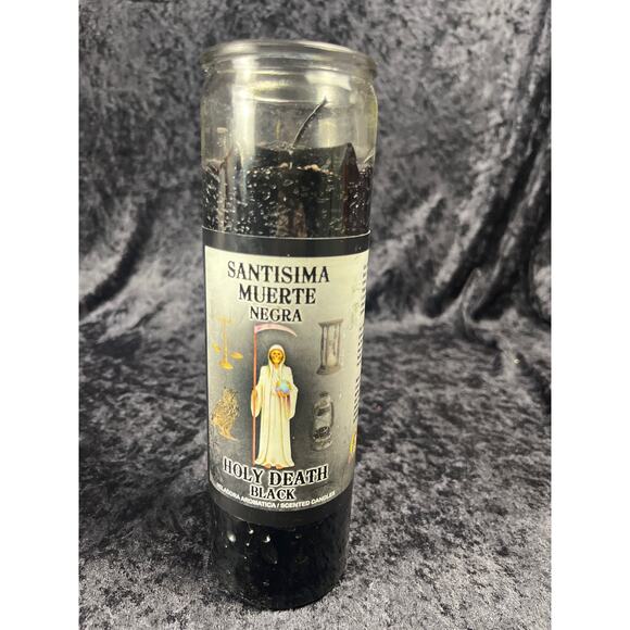 Black Holy Death 7-Day Spiritual Candle, Santisima Muerte Negra - Picture 1 of 5